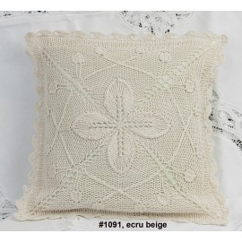 Creative Linens Cotton Crochet Lace Pillow Cushion COVER 16x16" Ecru Beige #1091