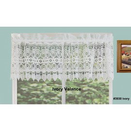 Creative Linens Knitted Lace Kitchen Curtain Valance Ivory 1PC