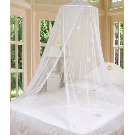 Creative Linens Bed Canopy Mosquito Netting with Hook White Good Night 1PC 