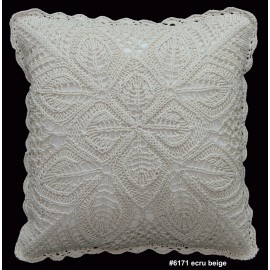 Creative Linens Cotton Crochet Pillow Cushion COVER 16x16" Beige