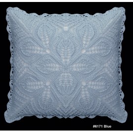 Creative Linens Cotton Crochet Pillow Cushion COVER 16x16" Blue