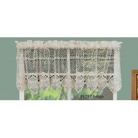 Creative Linens Cotton Crochet Lace Kitchen Curtain Valance Beige Handmade