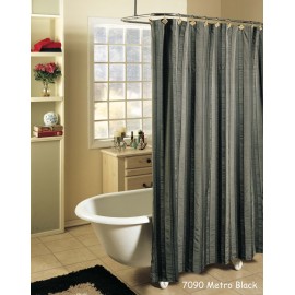 Creative Linens Metro Stripe BLACK GRAY Fabric Shower Curtain