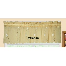 Creative Linens Daisy Embroidery Kitchen Curtain Valance, Tiers or Swags GOLD Window Treatment (60" wide x 14" long Valance)