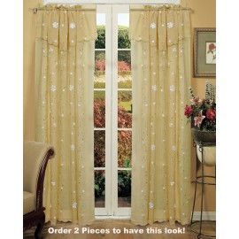 Creative Linens Daisy Embroidered Floral Window Curtain Panel 50x84" in 6 Colors - Gold, Ivory, Lavender, Mint Green, Pink, Taupe One Piece (Gold)