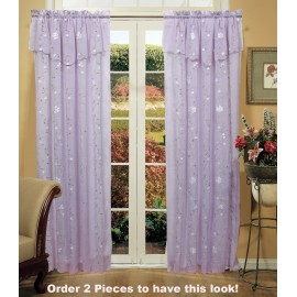 Creative Linens Daisy Embroidered Floral Window Curtain Panel 50x84" in 6 Colors - Gold, Ivory, Lavender, Mint Green, Pink, Taupe One Piece (Lavender)
