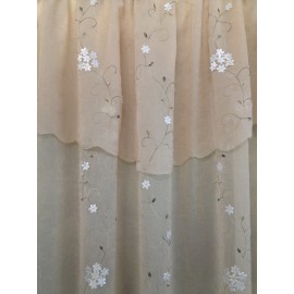 Creative Linens Daisy Embroidered Floral Window Curtain Panel 50x84" in 6 Colors - Gold, Ivory, Lavender, Mint Green, Pink, Taupe One Piece (Taupe)