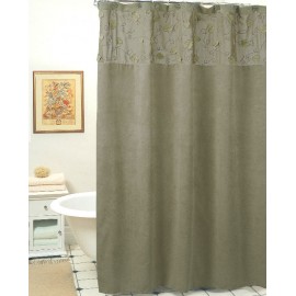Creative Linens Morning Leaf Suede Fabric Shower Curtain Sage Green