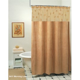 Creative Linens Morning Leaf Suede Fabric Shower Curtain Taupe Camel