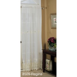 Embroidered Lace Cutwork Window Curtain Panel 42" x 84" IVORY One Piece REGINA