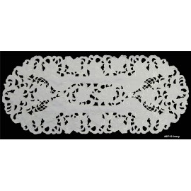 Creative Linens Embroidered Floral Table Runner 15x35" Oval Dresser Scarf Ivory