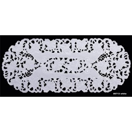 Creative Linens Embroidered Floral Table Runner 15x35" Oval Dresser Scarf White