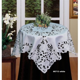 Creative Linens Embroidered Floral Tablecloth 33" Square White 