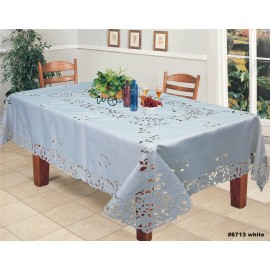 Creative Linens Embroidered Floral Tablecloth 70x90" Rectangular With 8 Napkins White